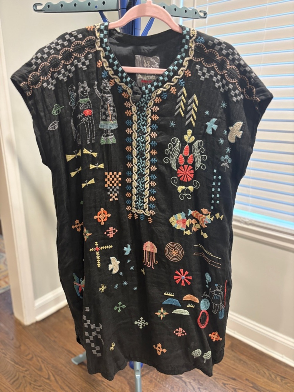 Johnny Was embroidered Mavis Linen Dress - Size Large